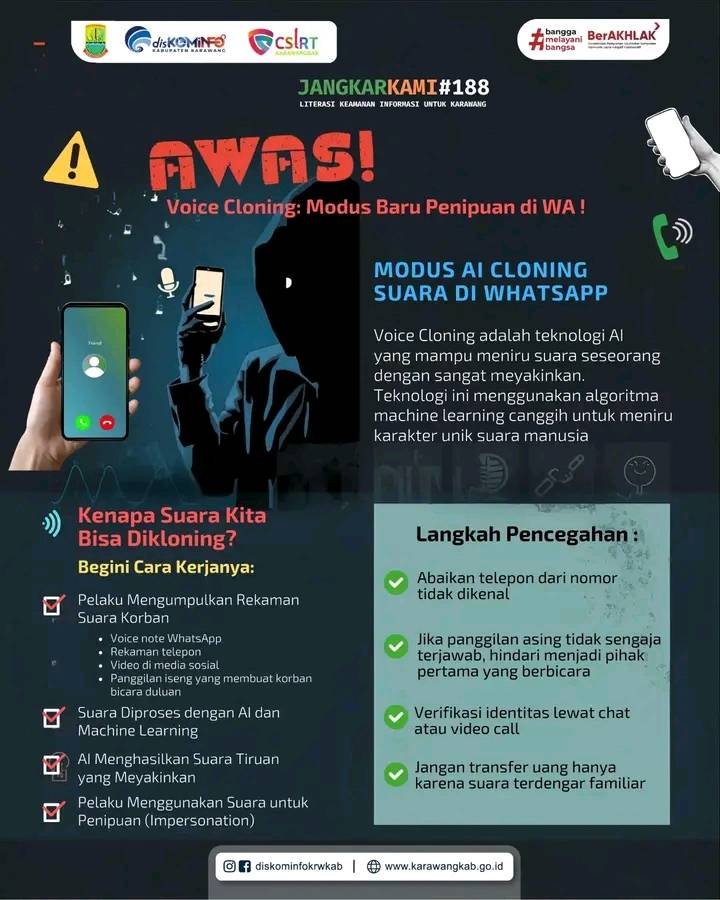 Marak Penipuan Kloning Suara Berbasis AI, Diskominfo Karawang Keluarkan Peringatan
