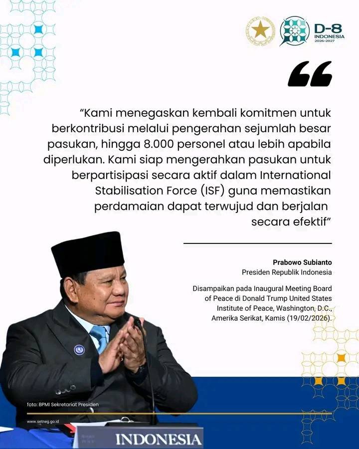 Presiden Prabowo Hadiri Pertemuan Perdana Board of Peace di Washington DC, Tegaskan Komitmen Indonesia untuk Gaza