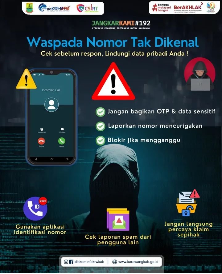 Diskominfo Karawang Imbau Warga Waspada Nomor Tak Dikenal, Jangan Bagikan OTP