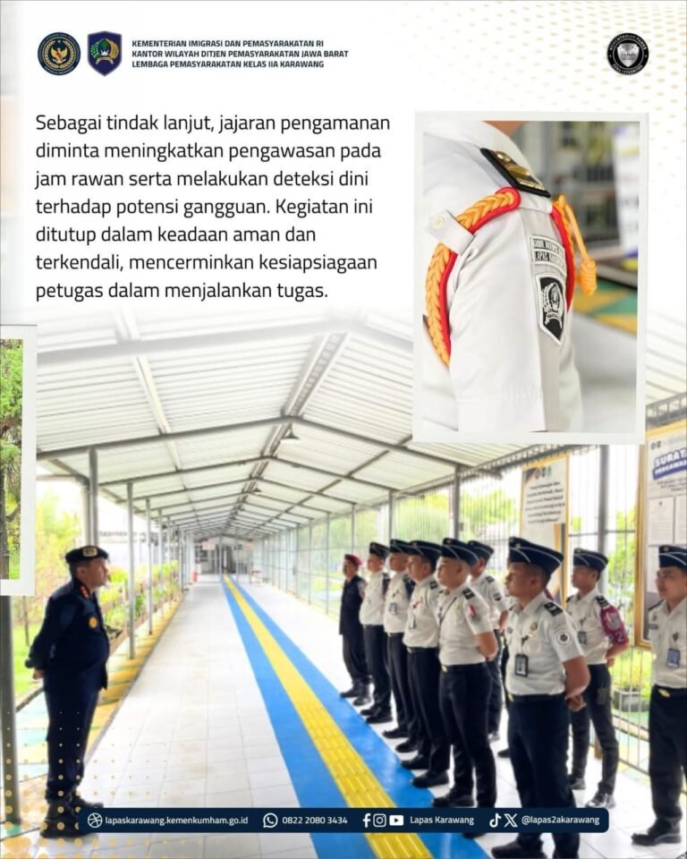 Kalapas Karawang Pimpin Serah Terima Regu Pengamanan, Tekankan Kewaspadaan Pasca-Idulfitri