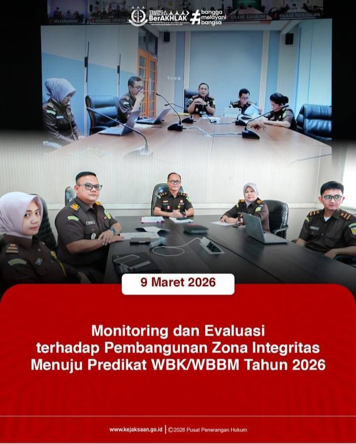 Kejari Karawang Ikuti Monitoring dan Evaluasi Pembangunan Zona Integritas Menuju WBK/WBBM 2026