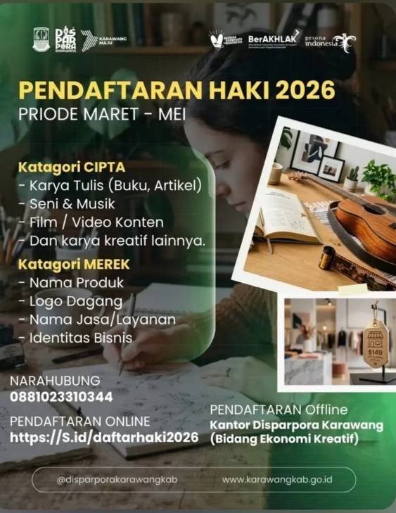 Pendaftaran HAKI 2026 Dibuka, Pelaku Kreatif Karawang Didorong Lindungi Karya dan Merek