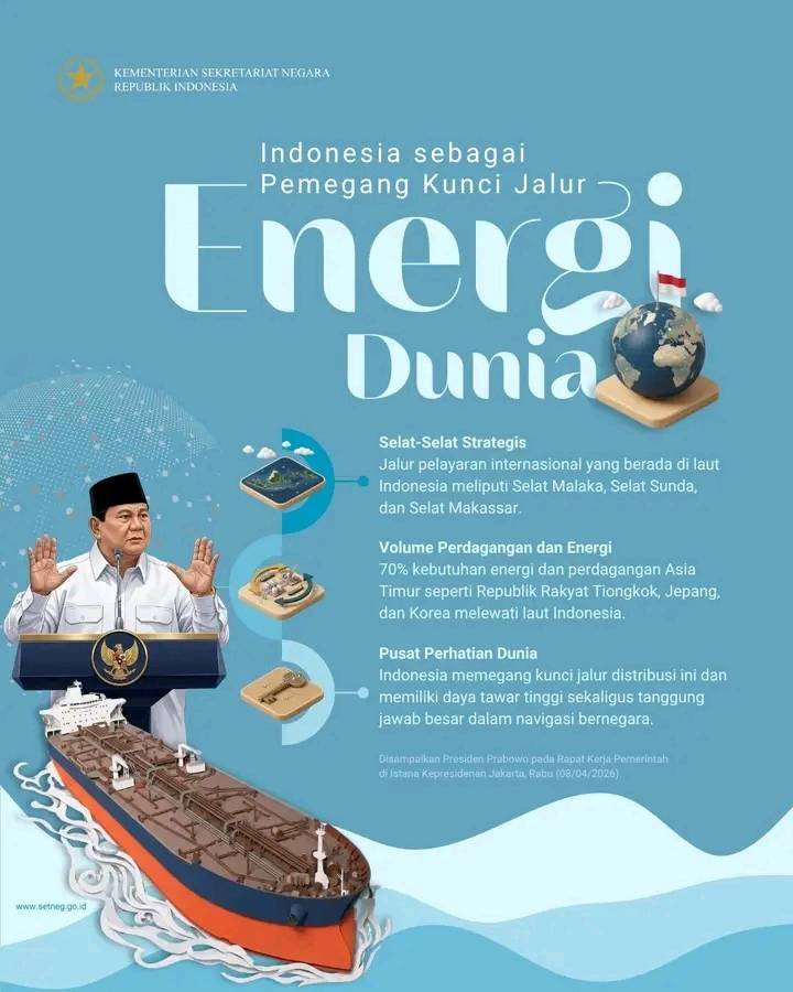 Indonesia Pegang Kunci Jalur Energi Dunia, Presiden Prabowo Subianto Soroti Peran Strategis Selat Internasional