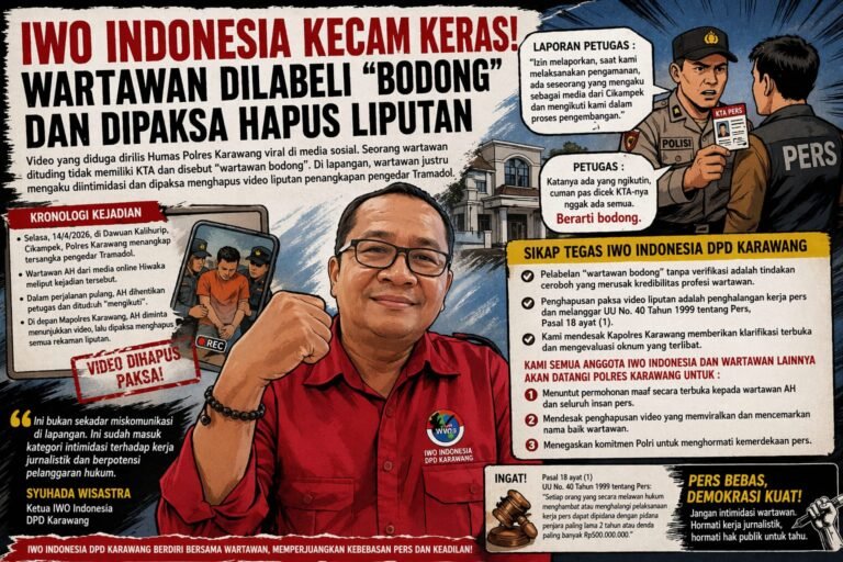 IWO Indonesia Kecam Keras, Wartawan Karawang Dilabeli Bodong oleh Video Polisi