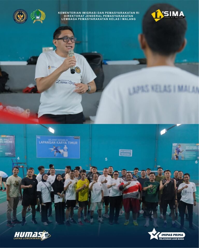 Badminton Jadi Perekat, Lapas Kelas I Malang Perkuat Kebersamaan dalam HBP ke-62