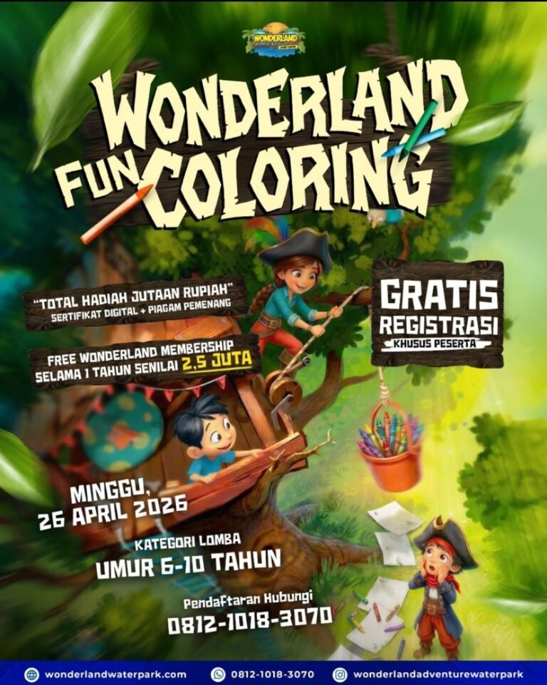 Seru! Wonderland Fun Coloring Digelar 26 April 2026, Khusus Anak Usia 6-10 Tahun