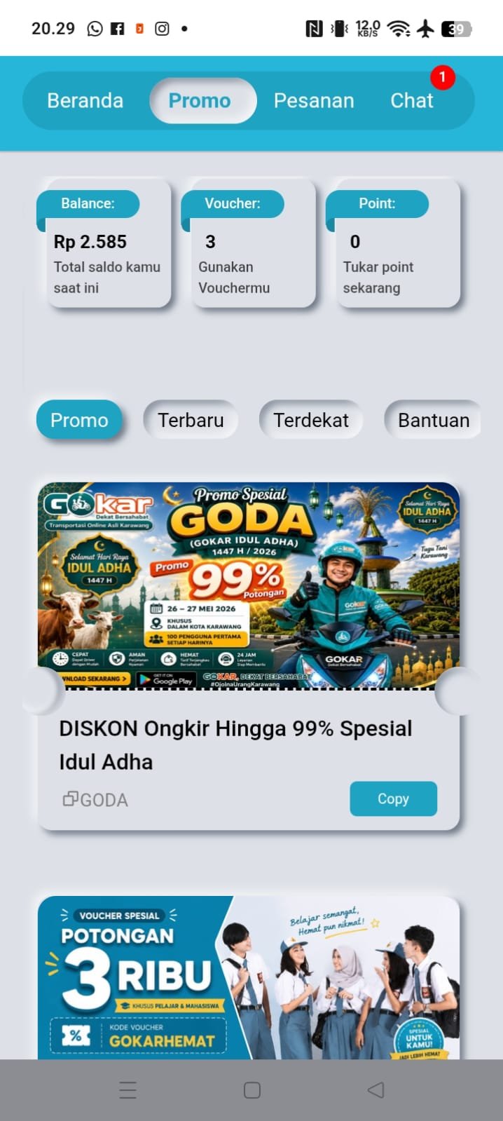 GOKAR Transportasi Online Asli Karawang Siap Bersaing dengan Promo Idul Adha 99 Persen