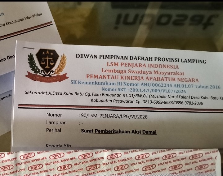 LSM Penjara Indonesia DPD Lampung Resmi Sampaikan Pemberitahuan Aksi Orasi ke Polres Pesawaran