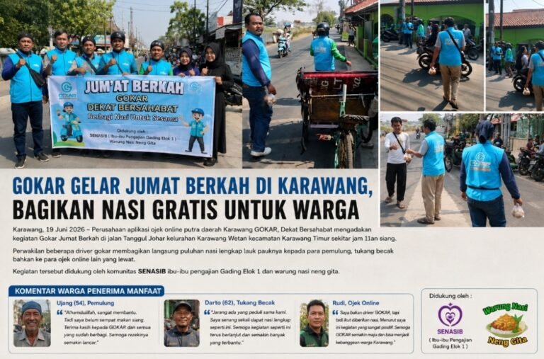 GOKAR Gelar Jumat Berkah di Karawang, Puluhan Nasi Gratis Dibagikan kepada Pemulung dan Tukang Becak