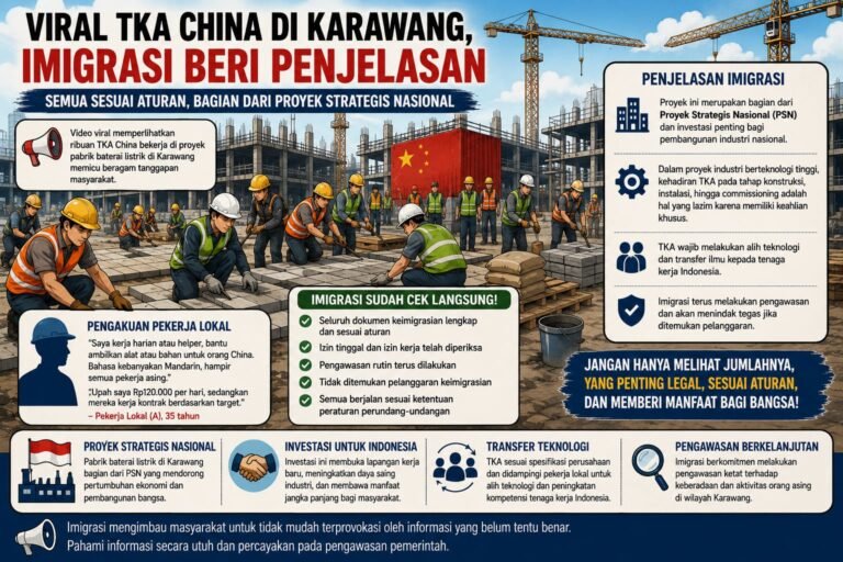 Viral TKA China di Karawang, Imigrasi Tegaskan Seluruh Izin Kerja dan Dokumen Sudah Sesuai Aturan