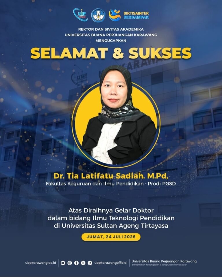 UBP Karawang Berbangga, Dosen PGSD Dr. Tia Latifatu Sadiah Sukses Sandang Gelar Doktor