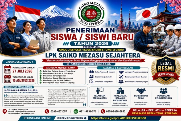 Penerimaan Siswa Baru LPK Saiko Mezasu Kesempatan Emas Menuju Jepang