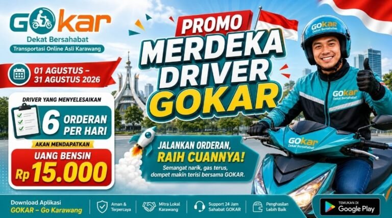 Promo Merdeka GOKAR 2026, Driver Selesaikan 6 Orderan Dapat Bonus Rp15 Ribu
