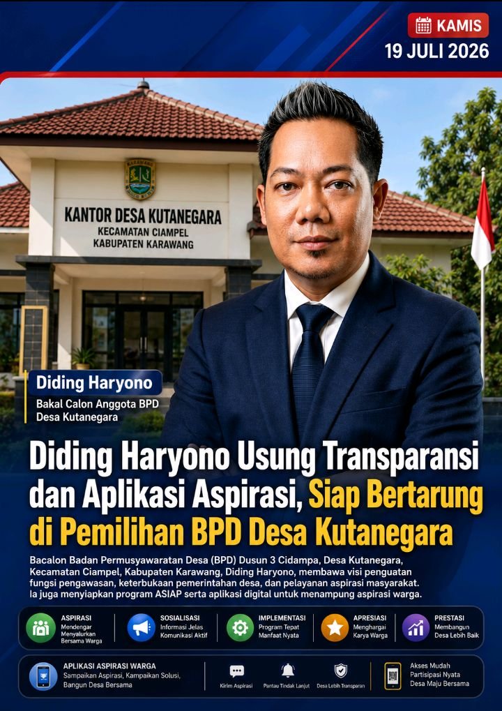 Diding Haryono Bawa Misi Transparansi dan Inovasi Digital, Siap Perjuangkan Aspirasi Warga di BPD Desa Kutanegara