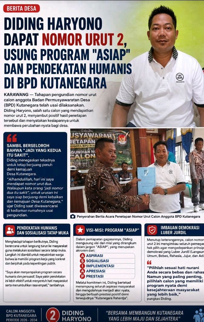 Raih Nomor 2 di BPD Kutanegara, Diding Haryono Andalkan Pendekatan Humanis dan Program Nyata