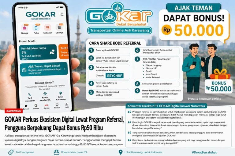 GOKAR Perluas Ekosistem Digital Lewat Program Referral, Pengguna Berpeluang Dapat Bonus Rp50 Ribu