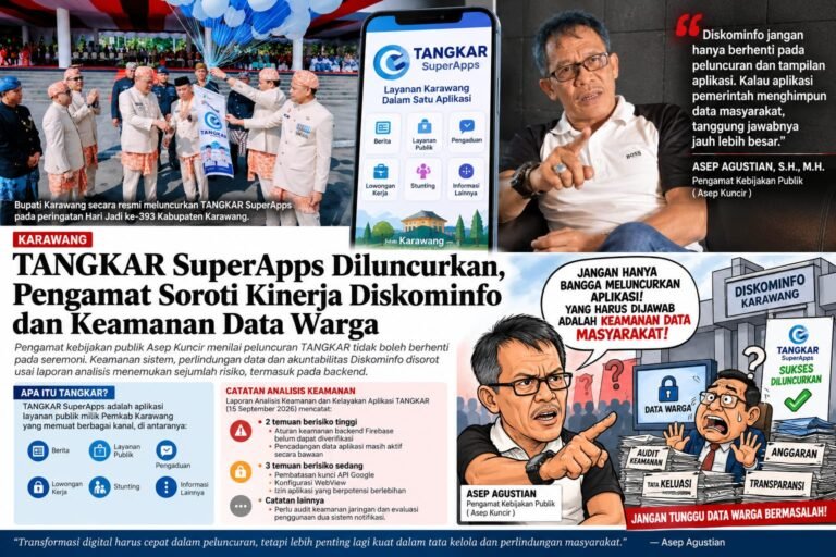 TANGKAR SuperApps Karawang Jadi Sorotan, Asep Kuncir Desak Audit dan Evaluasi Diskominfo